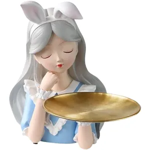مجسمه هوم لاکس مدل دختر سینی فلزی خرگوشی