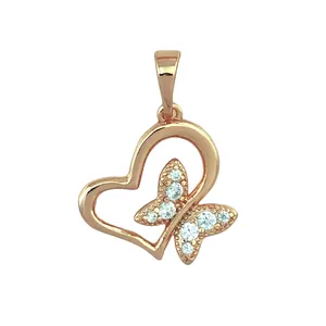 آویز گردنبند زنانه ژوپینگ مدل قلب و پروانه کد N4204