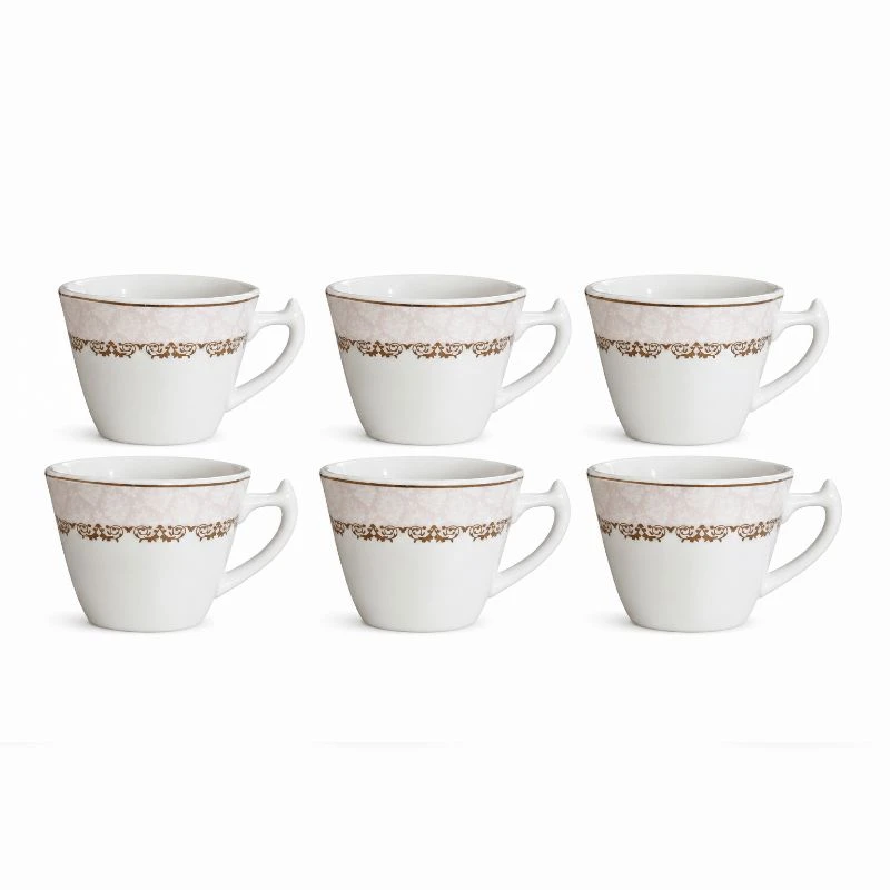 فنجان چای خوری شرکت صنایع چینی تقدیس مدل لب طلا کد 10 بسته 6 عددی 