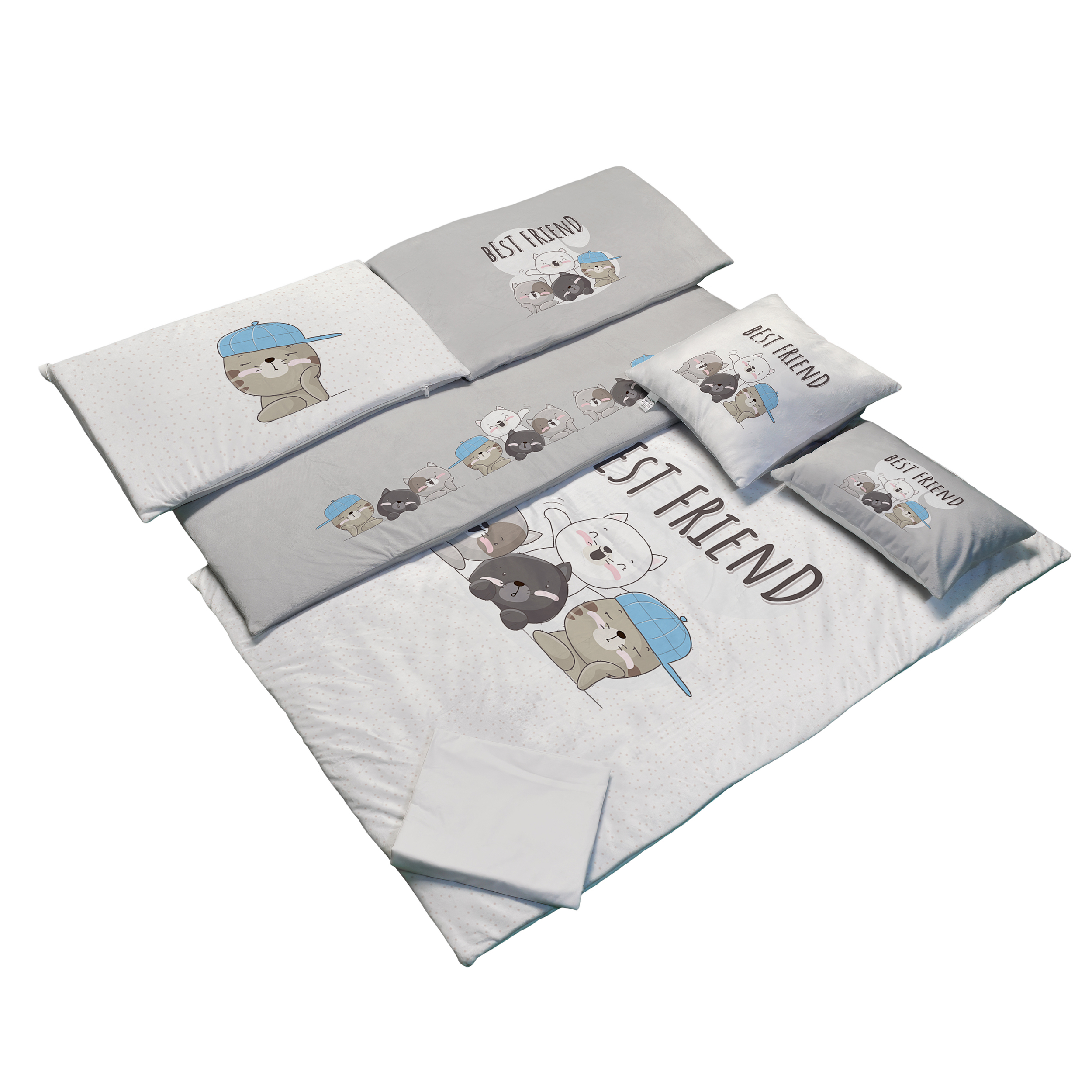 سرویس روتختی 7 تکه کودک مامزکیوتی مدل گربه کلاهی SK93