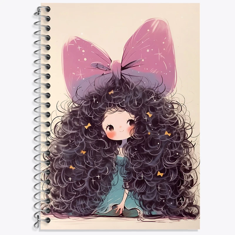 دفتر زبان 50 برگ خندالو مدل سه خط طرح دختر مو فرفری کد N5795