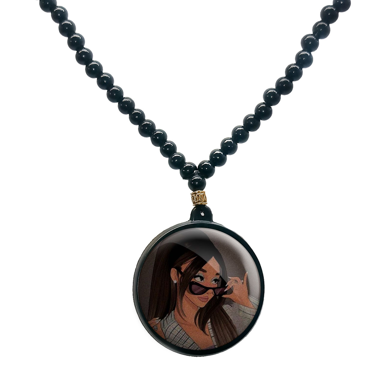 گردنبند پرمانه طرح آریانا گرانده کد pmd.7780 مدل دو طرفه