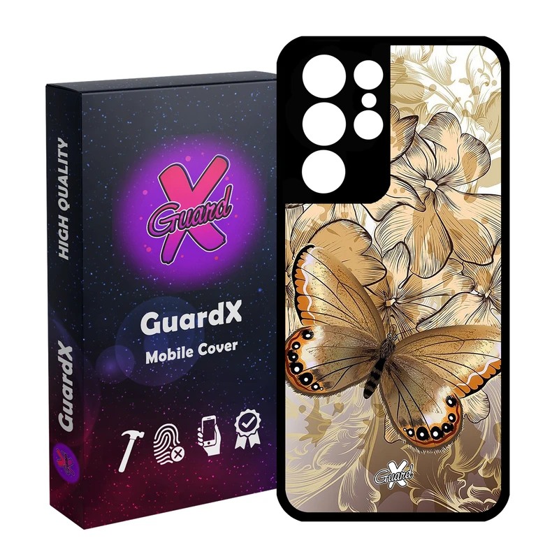 کاور گارد ایکس طرح پروانه مدل Glass10272 مناسب برای گوشی موبایل سامسونگ Galaxy S21 Ultra