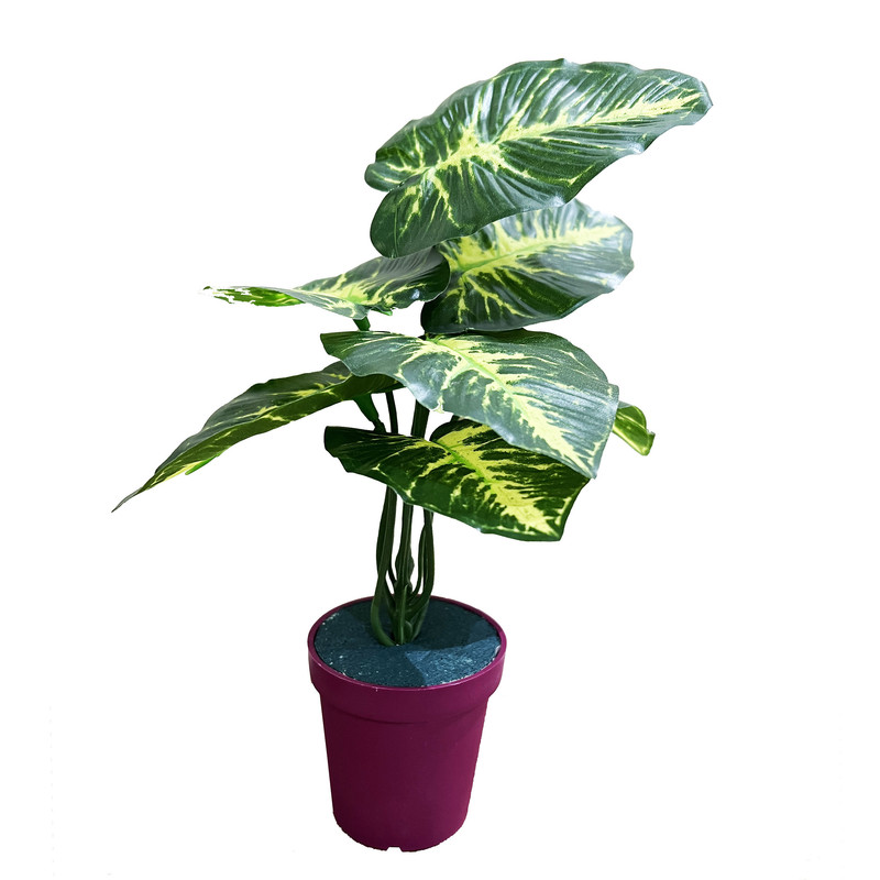 گلدان به همراه گل مصنوعی مدل rainblow blac 1014