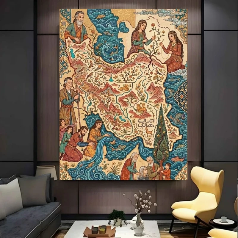 پوستر پارچه ای طرح مخمل  ایران مدل سنتی کد BK58091