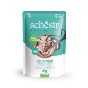 پوچ گربه بالغ شسیر مدل Cat Pouch in Jelly با طعم ماهی تن و سی‌بریم وزن 85 گرم
