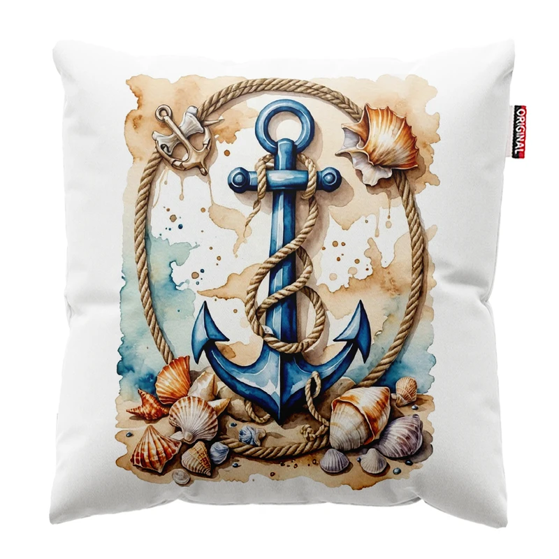 کوسن پاد آفرین مدل دریا طرح لنگر کشتی کد PK402413 سایز 40*40 سانتی متر