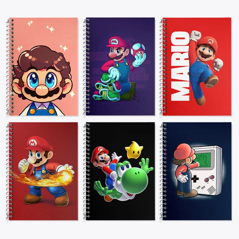 دفتر زبان 50 برگ خندالو مدل دو خط طرح سوپر ماریو (Super Mario) کد 737 مجموعه 6 عددی
