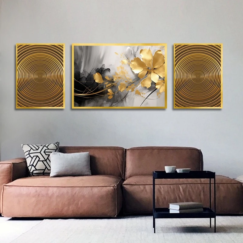 تابلو بکلیت طرح نقاشی خورشید و گل مدل T-2511 مجموعه 3 عددی