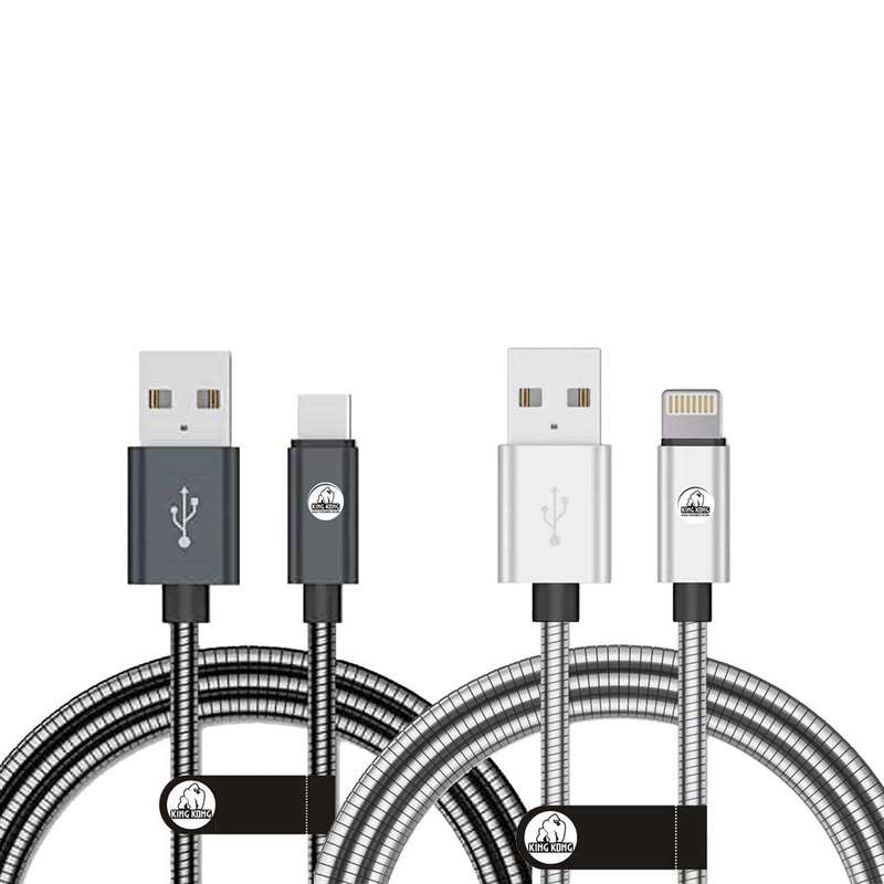 کابل تبدیل USB به USB-C کینگ کونگ مدل KING-YLW22 طول 1 متر به همراه کابل تبدیل USB به لایتنینگ