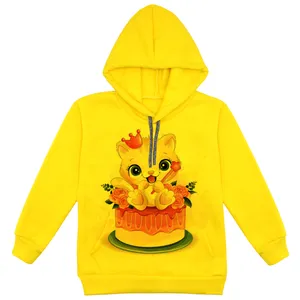 هودی دخترانه مدل گربه و کیک F145 رنگ زرد