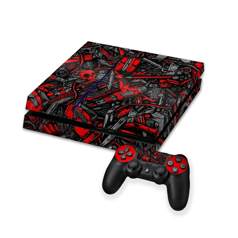برچسب کنسول بازی پلی استیشن 4 FAT کایمون طرح RED GUN PATTERN کد p4f006