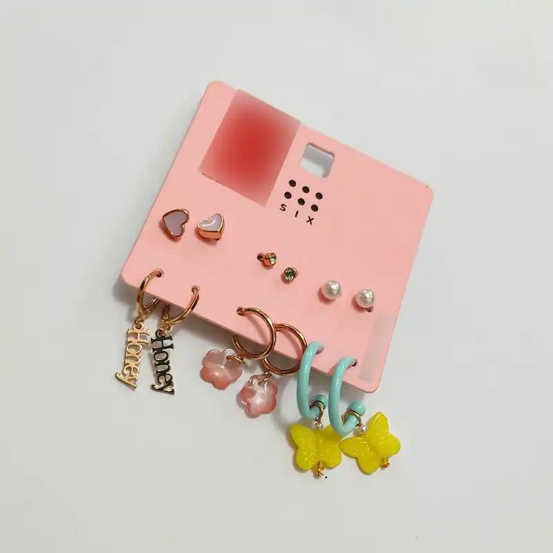 گوشواره زنانه سیکس مدل پروانه مجموعه 6 عددی