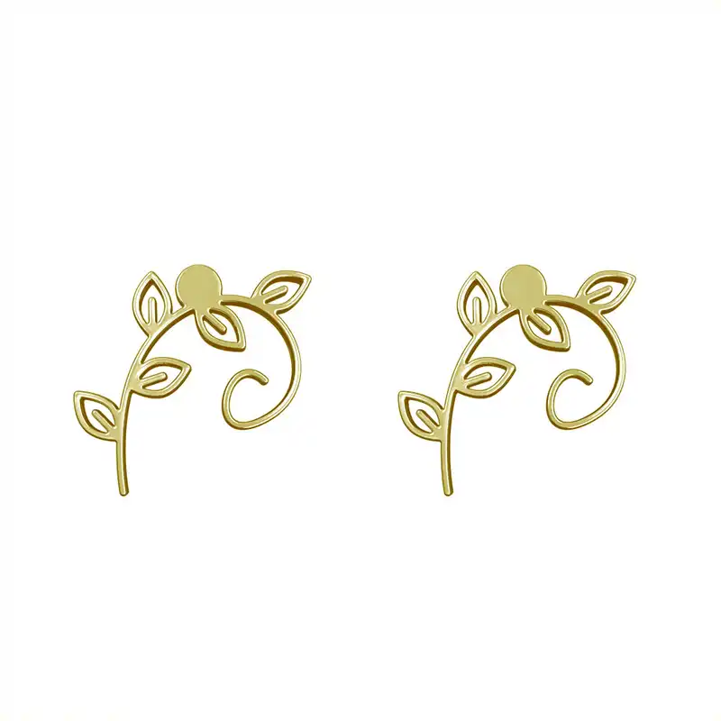 گوشواره طلا 18 عیار زنانه مدوپد مدل برگ کد GA1-15959