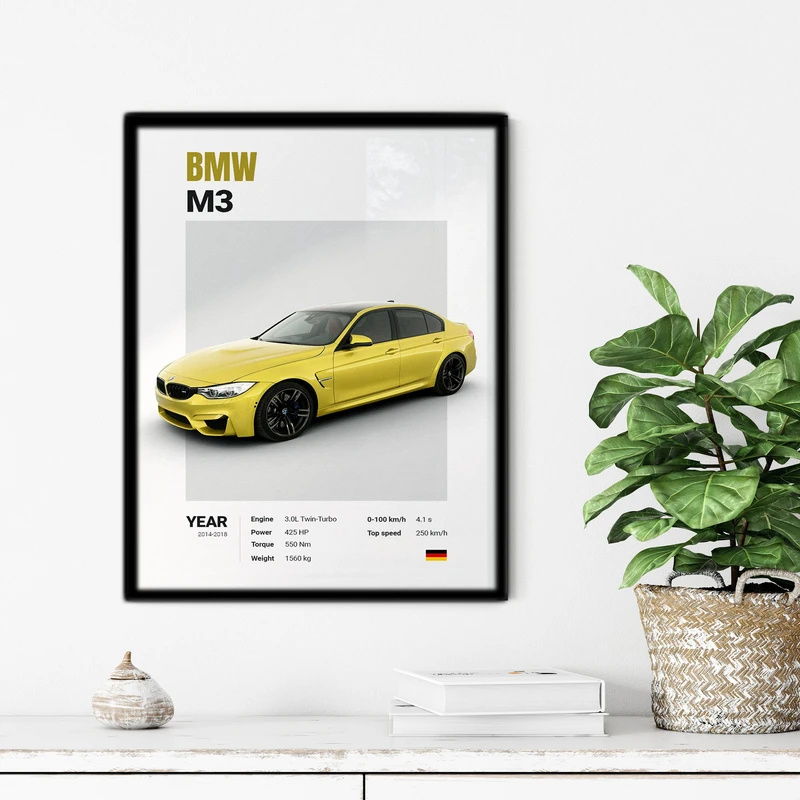 تابلو آتریسا طرح ماشین BMW مدل ATC35 فریم مشکی
