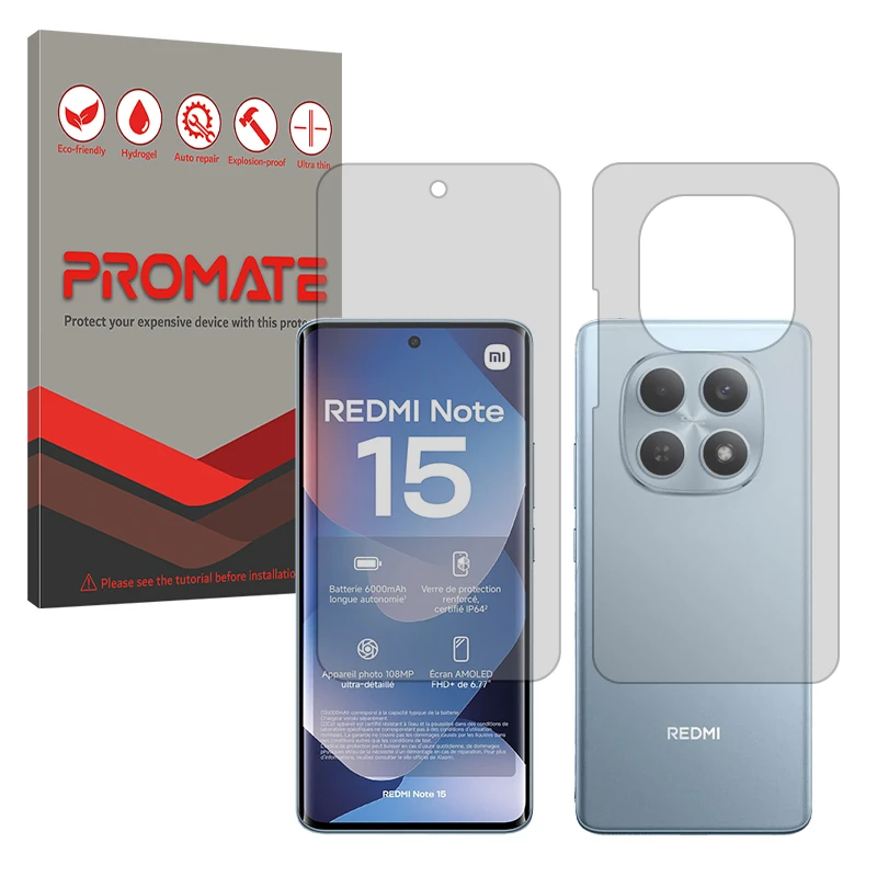 محافظ صفحه نمایش مات پرومیت مدل Resistant مناسب برای گوشی موبایل شیائومی Redmi Note 15 4G به همراه محافظ پشت گوشی موبایل 