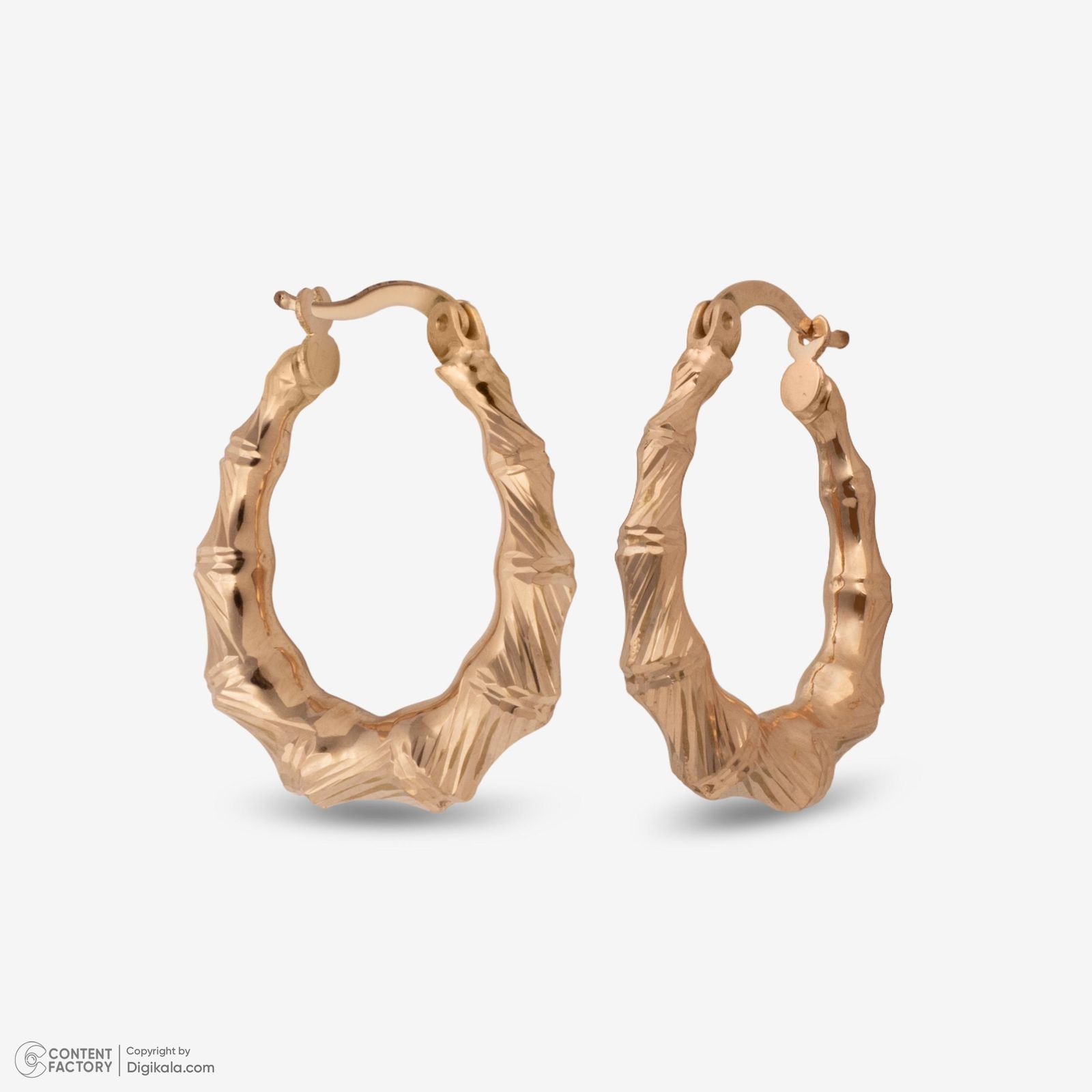 گوشواره کلیپسی طلا 18 عیار زنانه حافا گلد مدل بامبو کد e015 -  - 7