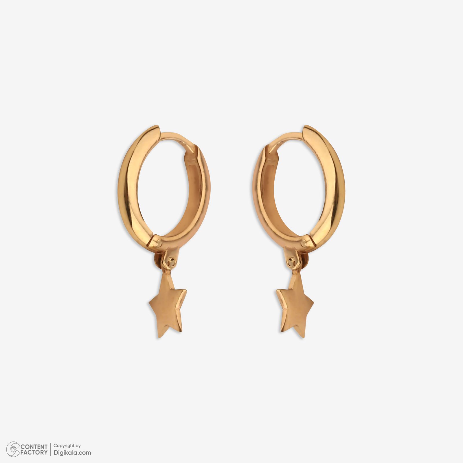 گوشواره حلقه‌ای طلا کم اجرت  18 عیار زنانه گلدم مدل E244001 -  - 5