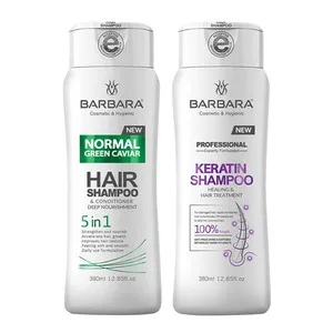 شامپو مو باربارا مدل KERATIN THERAPY حجم 380 میلی لیتر به همراه شامپو تقویت کننده مو باربارا مدل Green Caviar حجم 380 میلی لیتر