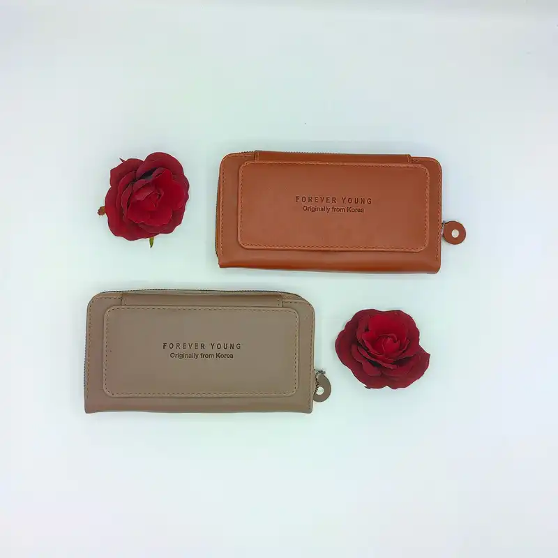 کیف پول زنانه مدل زیپ قاپاق مستطیل پشت موبایلی کد 024