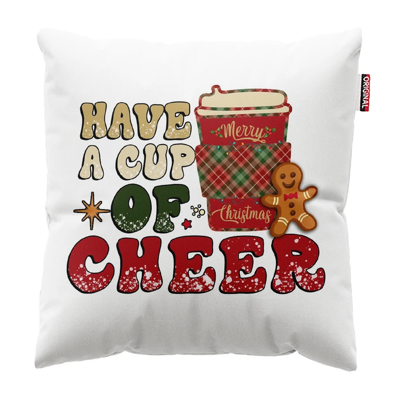 کوسن پاد آفرین مدل کریسمس طرح قهوه کد PK302579 سایز 30*30 سانتی متر