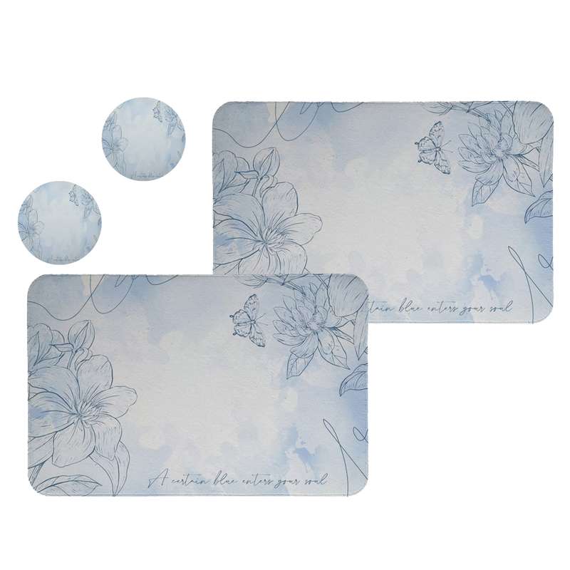 زیربشقابی طرح گل  کد 8064 مجموعه 2 عددی همراه زیرلیوانی