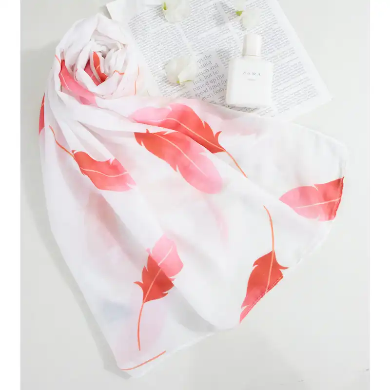 شال زنانه مدل تابستونی نخی طرح پر فلامینگو کد ana-2069