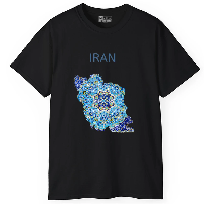  تی‌شرت آستین کوتاه یقه گرد مردانه پاد آفرین طرح نقشه ایران کد 212