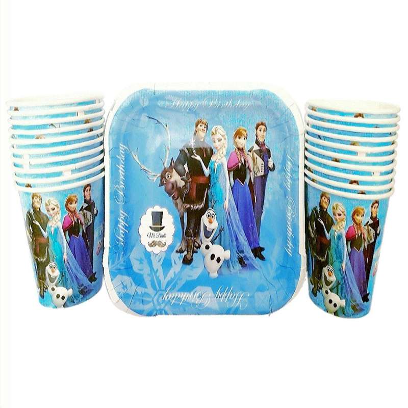 پیش دستی و لیوان یکبار مصرف مدل Frozen مجموعه 40 عددی