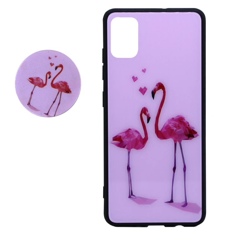 کاور طرح فلامینگو مدل POK_01 مناسب برای گوشی موبایل سامسونگ GALAXY A71 به همراه پایه نگهدارنده