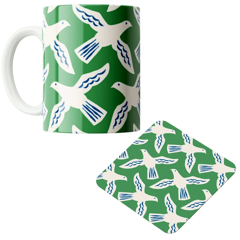 ماگ پاد آفرین مدل پرنده کد DKC316 به همراه زیر لیوانی