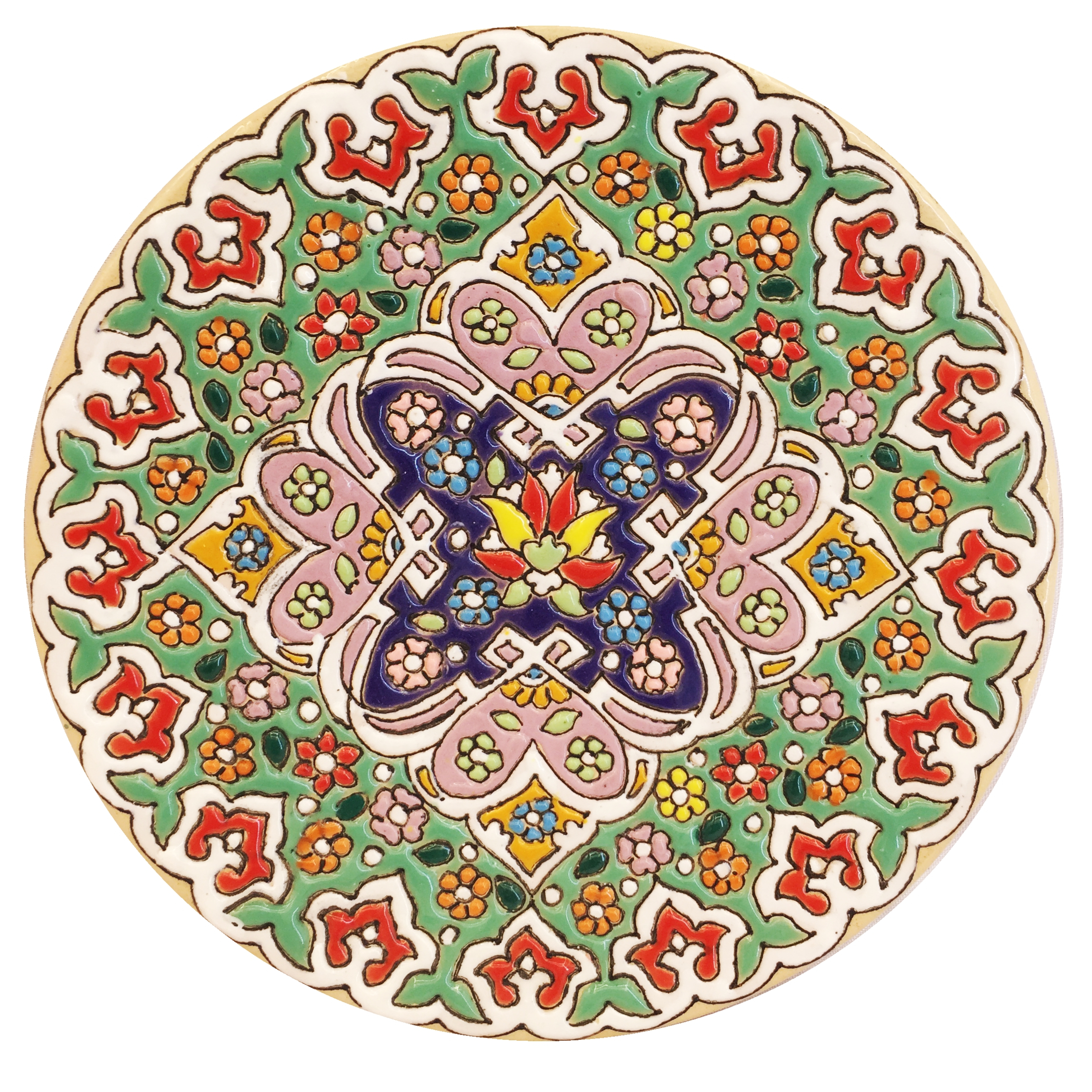 بشقاب میناکاری سفالی زمانیان کد ZMN15066