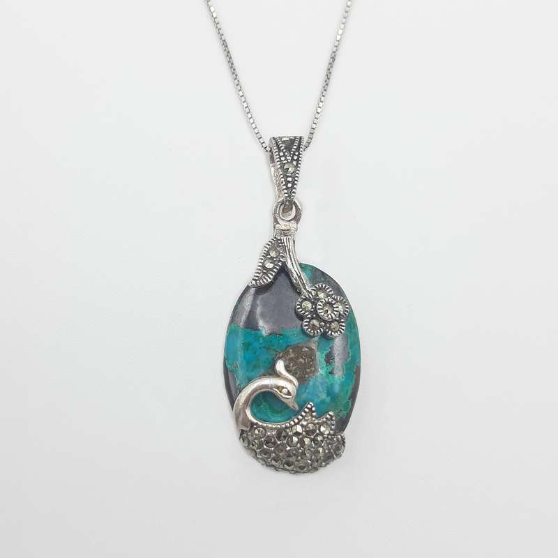 گردنبند نقره زنانه مدل فیروزه کد 20415