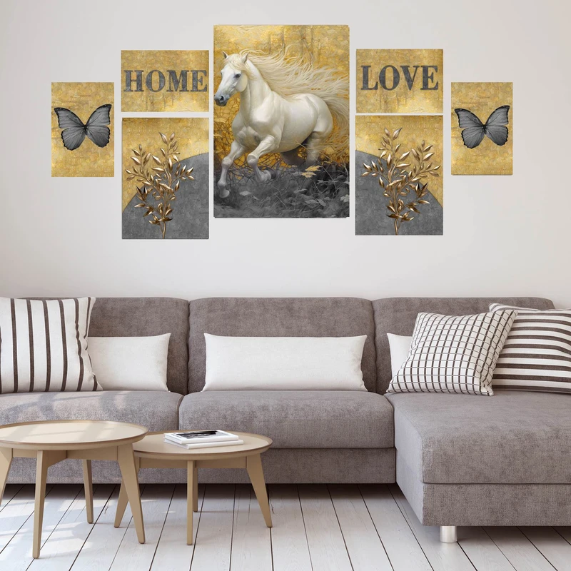 تابلو شاسی بکلیت طرح مدرن پروانه و اسب مدل SH-1538 مجموعه 7 عددی