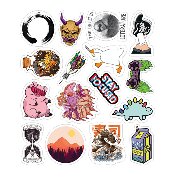 استیکر لپ تاپ توییجین و موییجین طرح فانتزی کد 27 مجموعه 16 عددی