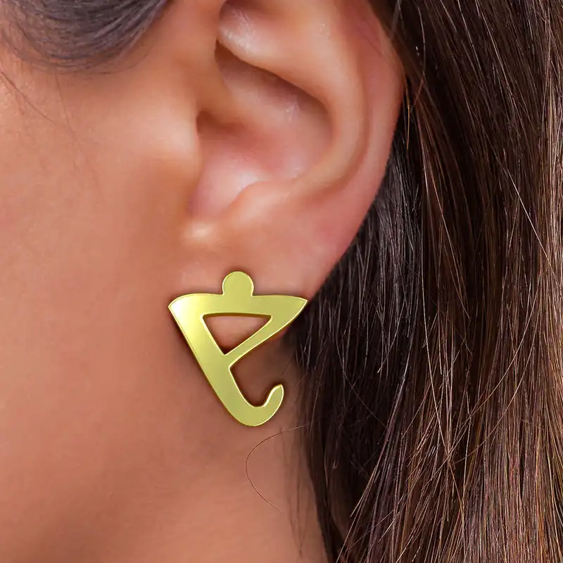 گوشواره طلا 18 عیار زنانه مدوپد مدل هندسی کد GA1-16083