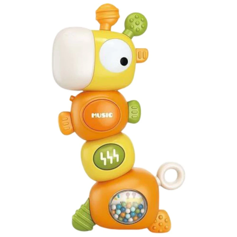 جغجغه و دندان گیر دست ورزی ناب سل مدل زرافه بامزه چراغدار و موزیکال کد BABY RATTLE MULTI-STAGE