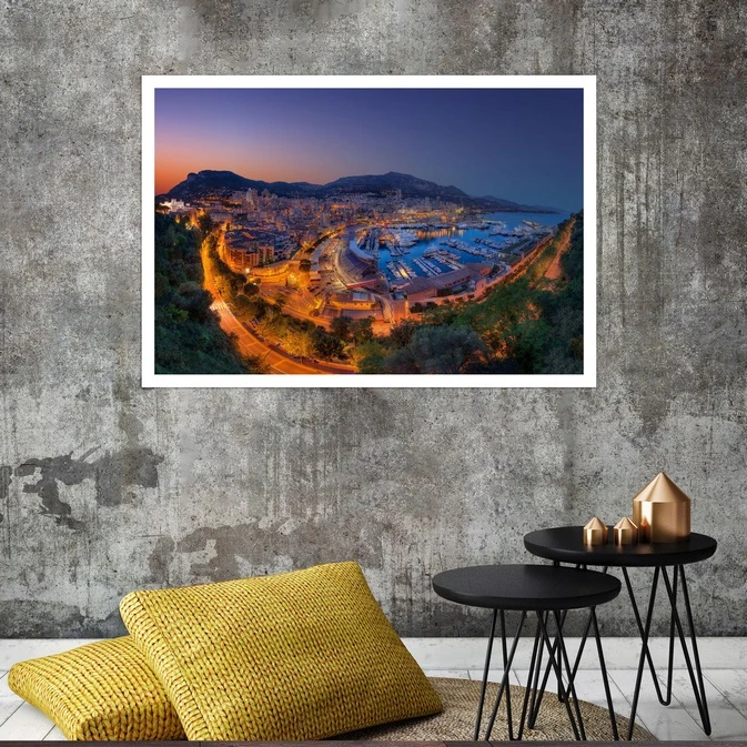 تابلو بکلیت طرح منظره شهر موناکو مدل قاب شاسی W-s8090