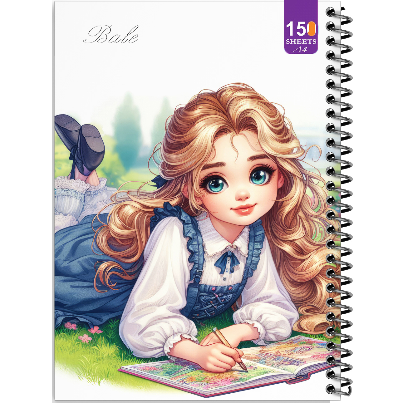 دفتر نقاشی 150 برگ انتشارات بله مدل رحلی طرح فانتزی دختر نقاش کد A4-P80