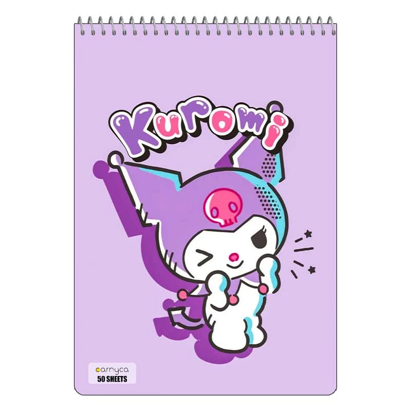 دفتر نقاشی 50 برگ سیمی کارنیکا طرح مای ملودی و کورومی My Melody & Kuromi کد 21291