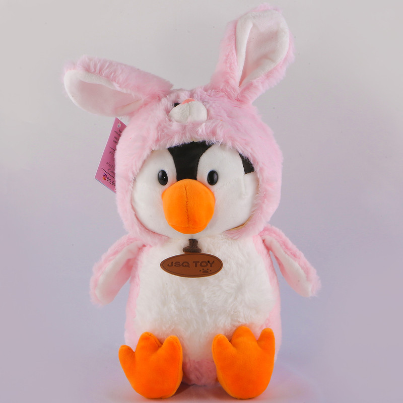 عروسک جی اس کی یو مدل پنگوئن کلاه خرگوشی کد BG11518 ارتفاع 30 سانتی متر