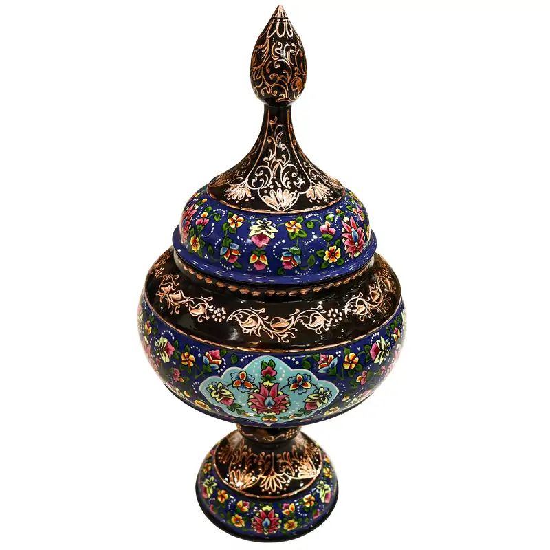 شکلات خوری مسی مدل الماس تراش طرح تذهیب کد 37