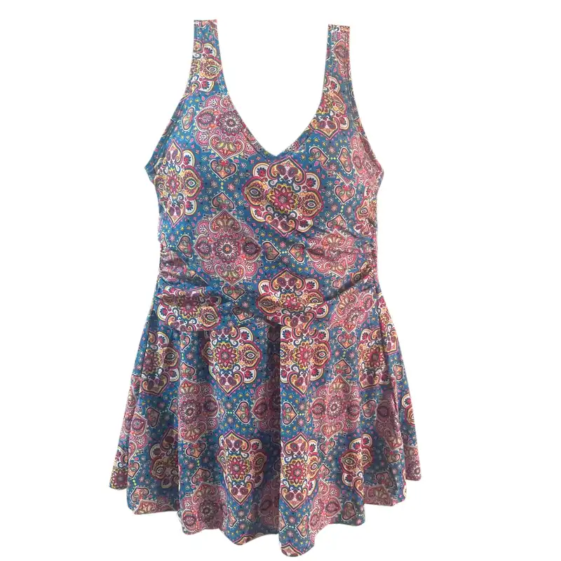 مایو زنانه مدل دامن دار آستردار کاپدار سنتی