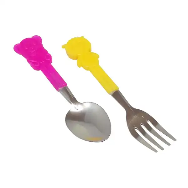 ست قاشق و چنگال كودک مدل خرس مجموعه 2 عددی