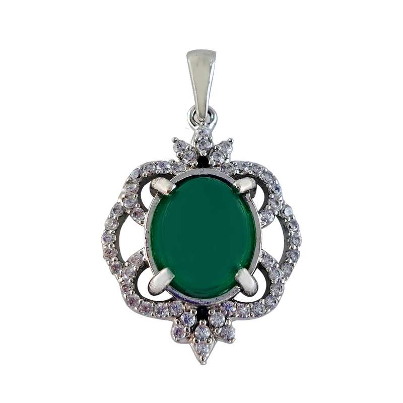 آویز گردنبند نقره زنانه ملک زیور مدل عقیق اسلیمی کد 711