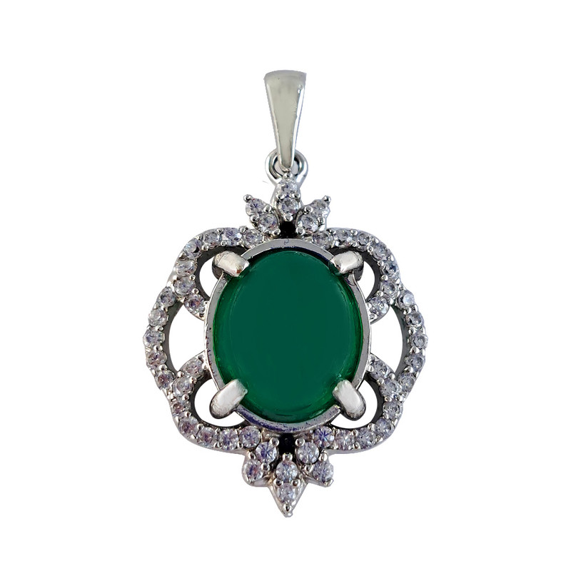 آویز گردنبند نقره زنانه ملک زیور مدل عقیق اسلیمی کد 711