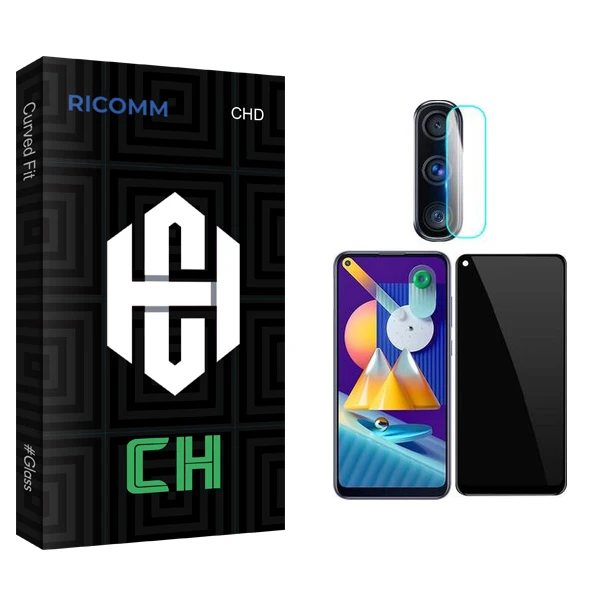 محافظ صفحه نمایش سرامیکی حریم شخصی ریکام مدل CH Glass مناسب برای گوشی موبایل سامسونگ Galaxy M11  محافظ لنز گوشی