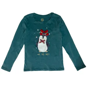 تی شرت آستین بلند دخترانه کول کلاب مدل 3757 پنگوئن برجسته