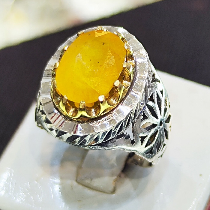 انگشتر نقره مردانه مدل سنگ یاقوت آفریقایی کد 33