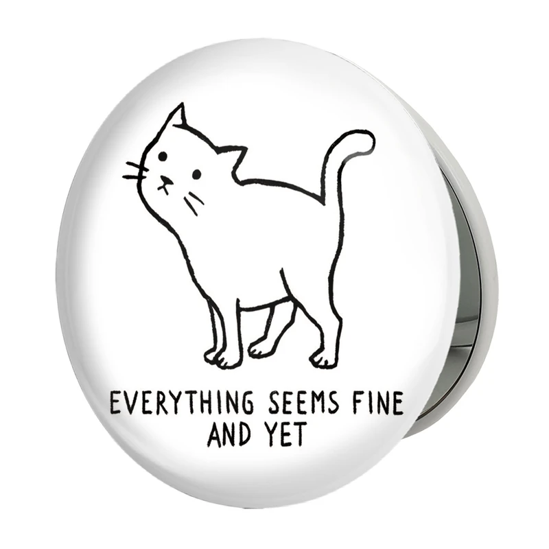 آینه جیبی خندالو طرح گربه ناراحت مدل تاشو کد 29321